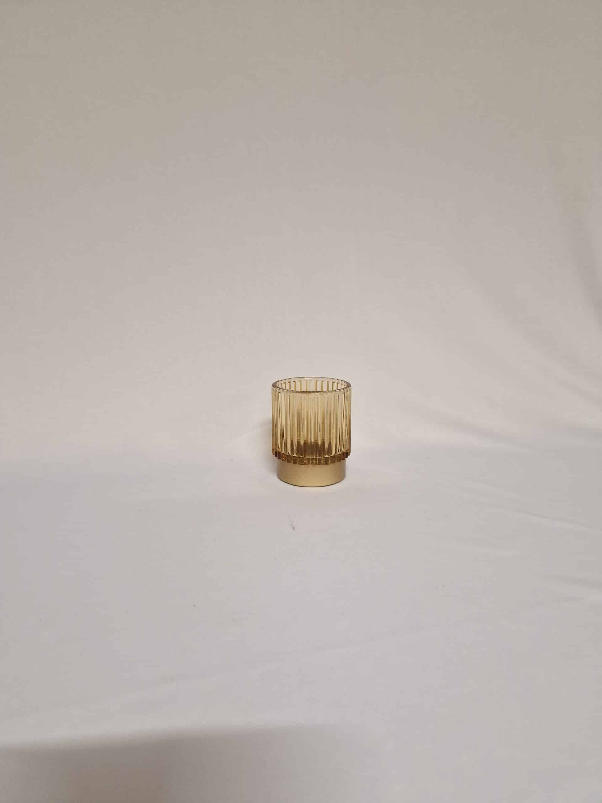 Photophore Verre Ciselé Ambre Clair